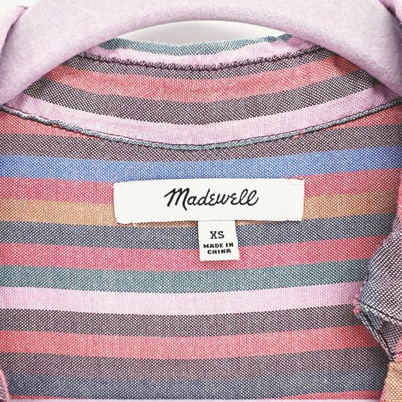 Madewell Courier Button-Back Shirt in Rainbow Stripe - Picture 4 of 8